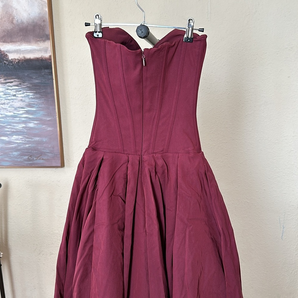 HOUSE OF CB 'Lady'‎ Wine Strapless Midi Dress NWOT SIZE L D-DD - Picture 12 of 14